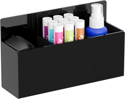 Acrylic Magnetic Dry Erase Marker Holder, Magnetic Pen Pencil Cup Holder Organizer for Whiteboard, Fridge, Locker - Black...