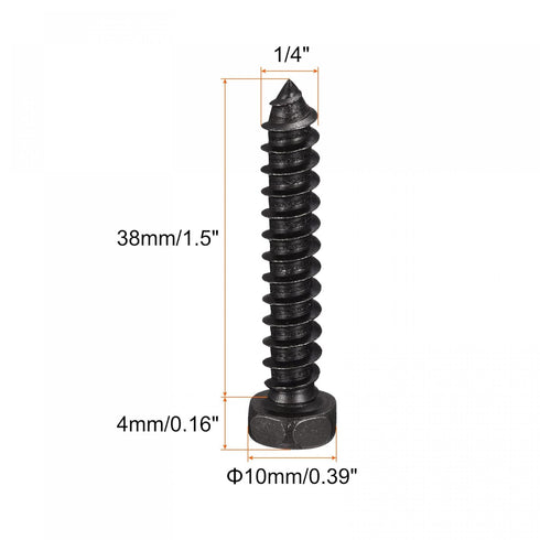 uxcell Hex Lag Screws,1/4" x 1-1/2" Carbon Steel Phillips Head Half Thread Self-Tapping Bolts for Deck Building or Joining Lumber 25pcs...