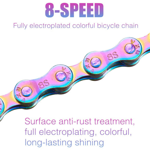 6/7/8 Speed Bike Chain Rainbow Chain for Bike 1/2" x11/128 116 Links Lightweight Bicycle Chain?Bike Chains MTN BTX MTB Mountain Bike Road Bicycle ...