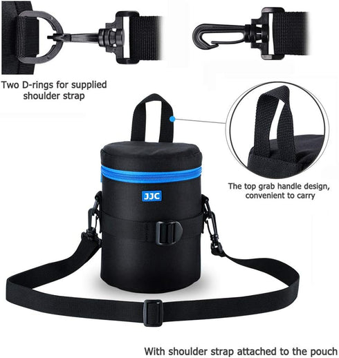 JJC Camera Lens Pouch Case for Canon EF 50mm f1.2 EF 24-70mm EF 70-300mm Tamron SP 70-300mm & More, Zipper Polyester Lens Protective Bag Interior ...