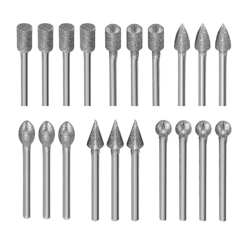 ?????? ???? 20 Pcs Diamond Burr Sets, 1/8 Inch Shank Stone Carving Sets Diamond Grinding Bits for Dremel Rotary Tools (120#)...