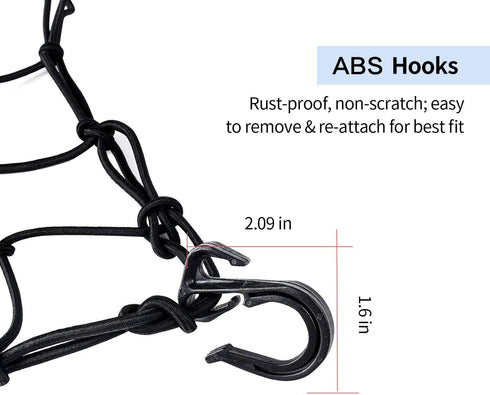 Super Strong Stretch Heavy-Duty 15" Cargo Net for Motorcycle ATV - Stretches to 45" Black...
