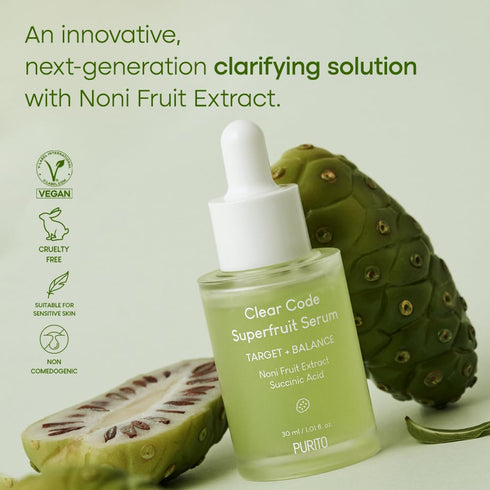 PURITO Clear Code Superfruit Serum 30ml/1.01 fl.oz., Next-Generation Clarifying Solution with Noni Fruit Extract, Non-Irritating, Vegan, Cruelty-F...