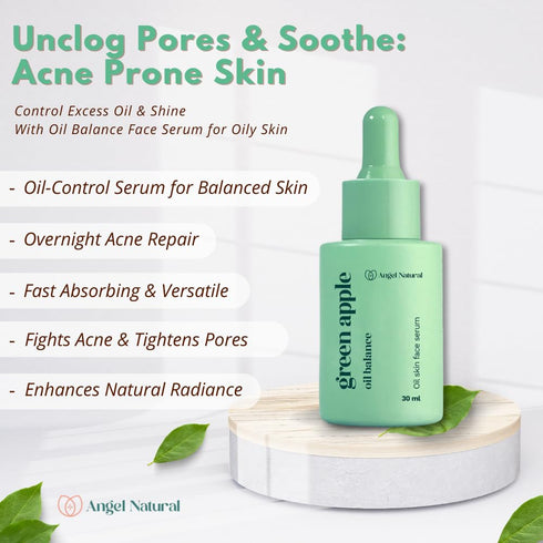 Oil Balance Face Serum for Oily Skin, Vitamin B & Zinc - Tea Tree - Coenzyme Q10 and Nicotinamide, Unclog Pores & Soothe, Acne Prone Skin, Korean ...