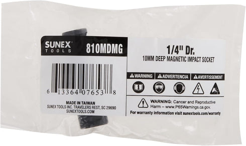 SUNEX TOOLS 810MDMG 1/4-Inch Drive 10-Mm Deep Magnetic Impact Socket...