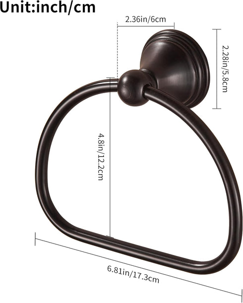 WOLIBEER Bronze Towel Ring,Bathroom Hand Towel Holder Oil Rubber, Round Hand Towel Rack Hanger Wall Mounted Farmhouse Bath Accessories...