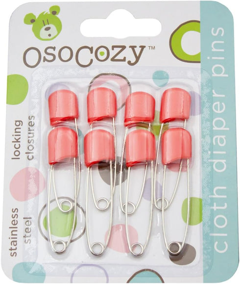 OsoCozy Diaper Pins - {Red} - Sturdy, Stainless Steel Diaper Pins with Safe Locking Closures - Use for Special Events, Crafts or Colorful Laundry ...
