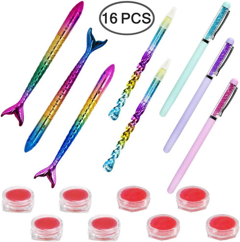 AIFUDA 16 Pcs Diamond Art Tool Kit - Mermaid Spiral Diamond Art Paintings Point Drill Pens, Glue Clay (Pink)...