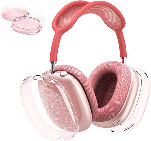 for AirPods Max Case Clear Pink Glitter,Clear Case for Airpods Max Case Cover,Shockproof Anti-Scratch Soft TPU Protective Case No-Yellowing Access...