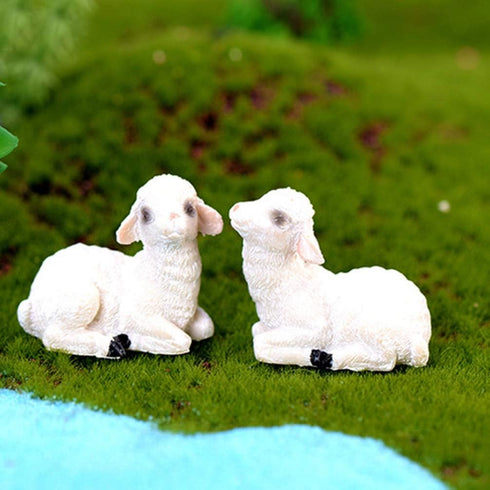 4pcs Miniature Sheep Figurines Resin Micro Landscape Fairy Garden Animals Ornament for DIY Terrarium Crafts Accessories (Random Style)...