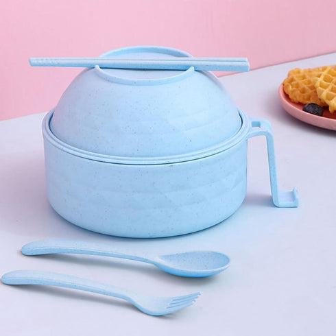 Microwave Ramen Bowl,Microwave Ramen Cooker with Lid,Plastic Mixing Salad Pasta Fruit Rice Cereal Instant Noodles Soup Maker Plate Bowls Set Kitch...