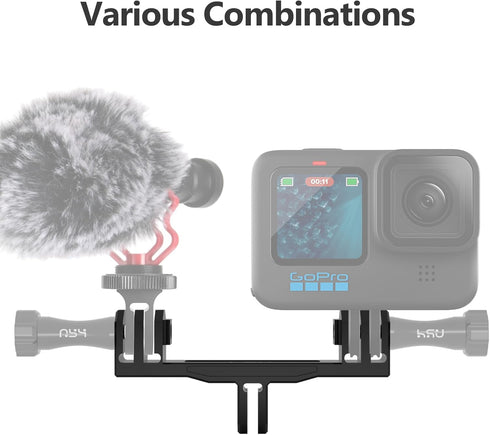 HSU Aluminum Dual Twin Mount Adapter for GoPro Hero 12/11/10/9/8/7/6/5/4 DJI Osmo Action AKASO Campark and Other Action Cameras...