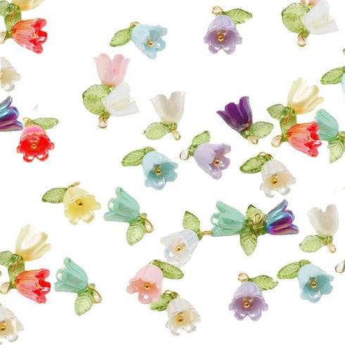 30PCS Charms Pendants, Flower Beads, DIY Crafts Bracelet Making Kit, Spacer Loose Beads Lampwork Beads for DIY Bracelets Earring Jewelry Making...