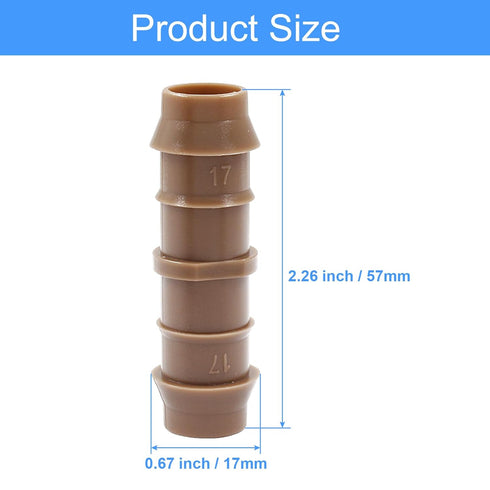 17mm/1/2 Inch Barbed Coupling, 12 Packs Drip Line Connectors Fittings for 1/2 Inch Drip Tubing, Drip Irrigation Coupler for Patio, Lawn, Garden...