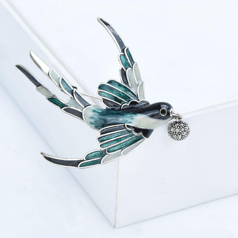 Lovely Enamel Rhinestone Flying Swallow Bird Brooch Pins Breastpin Wedding Brooches Lapel Pin Badge Jewelry Gifts...