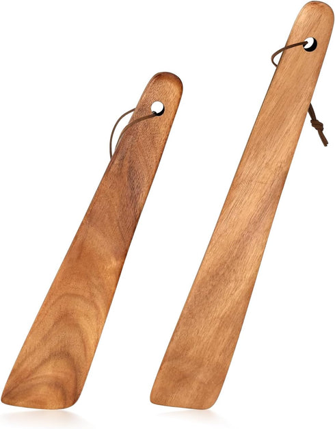 FJNATINH 12"+10" Teak Wood Spatula for Cast Iron, Small Wood Flipper, Egg Scraper, Flat Wooden Turner Wood Cooking Utensil, Spatulas Perfect for F...