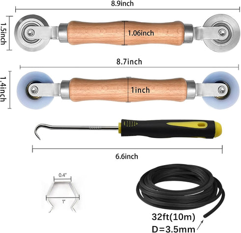 BAYTORY Upgrade Window Screen Repair Kit, Steel/Nylon Roller Tool with Bearing, Spline Removal Hook, 32ft Retainer Spline and 12pcs Screen Clips R...