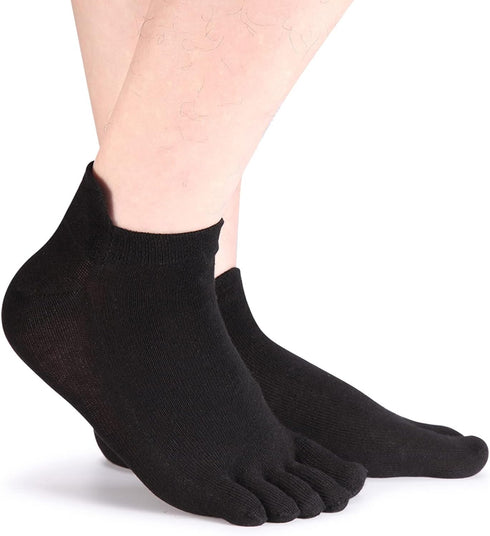 Meaiguo Toe Socks No Show Five Finger Socks for Men Women Running Hiking 6 Pairs(Black)...