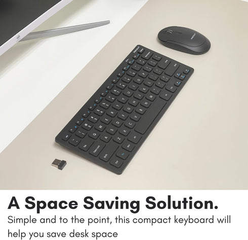 Macally 2.4G Small Wireless Keyboard - Ergonomic & Comfortable Computer Keyboard - Ultra Slim Compact Keyboard for Laptop or Windows PC, Tablet, T...