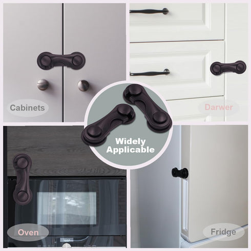 Cabinet Locks for Babies and Child Safety, 4 Pack Childproof Latches with Adhesive for Drawer Cupboards Closet and Pantry Door, Baby Proofing Frid...