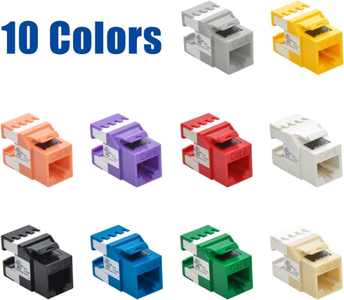 Cat.6 RJ45 110 Type 180° Keystone Jack (5-Pack, Blue)...