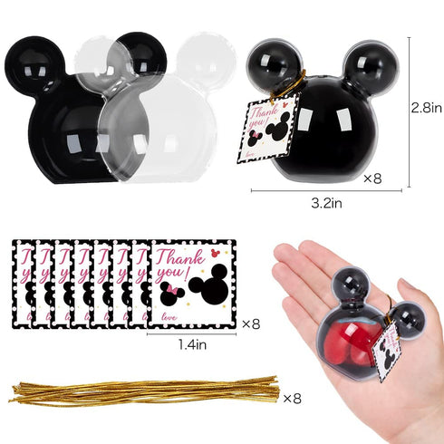 fozi cozi, 8 Pack Mickey Themed Mouse Party Favors for Kids 4-8 - Mouse Birthday Party Supplies, Candy Box Bags, Ice Cream Containers Bowls, Black...