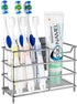 Linkidea Stainless Steel Toothbrush Holder Stand for Shower, Bathroom, Wallmount/Countertop 7 Slot Organizer Compatible with Colgate Extra Clean, ...