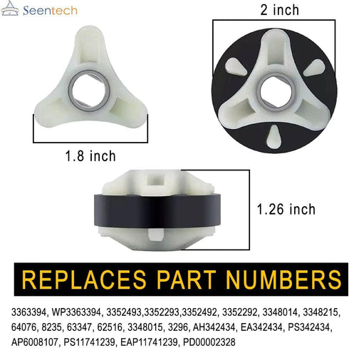 Heavy Duty 285753A METAL Core Motor Coupling Kit by Seentech for Whirlpool & Kenmore Washers - Replaces Part Numbers: AP3963893,PS1485646,1195967,285753AVP,21003,280152,285140,285743
