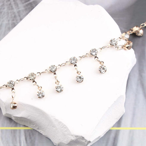 Boho Rhinestone Drop Ankle Bracelet Gold Crystal Dangle Anklet Bracelets Cz Tassel Anklets Glitter Tennis Foot Chain Jewelry for Women and Girls S...