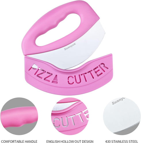 Premium Pizza Cutter Food Chopper-Super Sharp Blade Stainless Steel Pizza Cutter Rocker Slicer with Protective Sheath Multi Function Pizza Knife K...