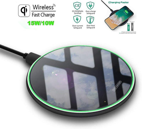 Wireless Charger - 15W Qi Fast Charging Desk Pad Non Magnetic Compatible with iPhone 15, 14, 13, 12, 11, X, 9, 8 Max/Pro/Pro Max, Samsung Galaxy, ...