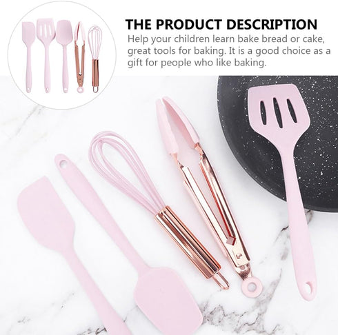 Amosfun 5pcs Mini Kitchen Utensil Set Kids Kitchen Tools Learning Toy Whisk Spatula Tongs Spoon And Slotted Spatula...