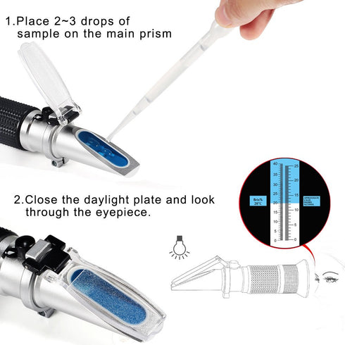 Wine Refractometer,V-Resourcing Hand Held Brix/Alcohol Refractometer with ATC for Wine Making Homebrew Kit, Dual Scale(Brix 0-40%, Alcohol 0-25%)...