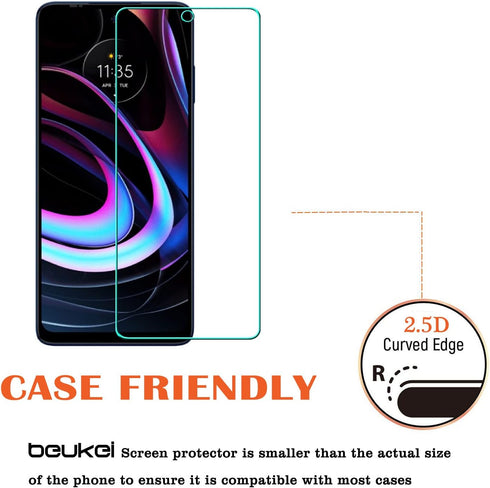 beukei (3 Pack) Screen Protector Compatible for Motorola Moto Edge 2021 / Motorola Edge 5G UW (6.8" Display, 2021) Screen Protector Tempered Glass...