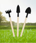Garden Tools Set of Three Small Spade Rake Plants Potted Flowers Manual Mini Wooden Handle Garden Farming...