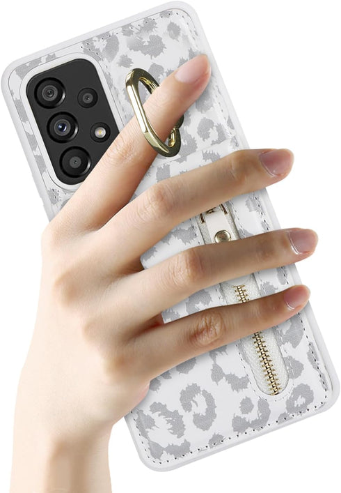 Samsung Galaxy A53 5G Case with Card Holder for Women, Samsung Galaxy A53 5G phone Case Wallet with Credit Card with Ring Kickstand Zipper Slim St...