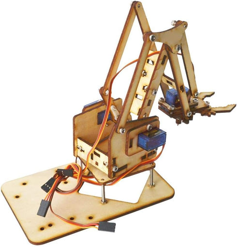 ViaGasaFamido Robot Arm Kit, 4DOF Wood Robotic Arm Lightweight DIY Mechanical Arm sg90 Servo, Assembled for SNAM1500...