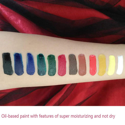 Professional Face Body Paint Oil with Brush, Hypoallergenic Non-Toxic Oil Halloween Birthday Party Makeup, Body Painting for Adults and Kid, Hallo...