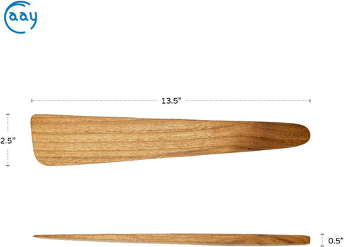FAAY 13" Flat Wooden Spatula for Cast Iron, Egg Flipper, Pan Scraper, Handcraft from High Moist Resistance Golden Teak for Non Stick Cookware (13"...
