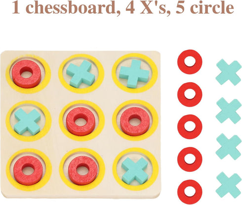 Wooden Board - Family Game Classic Wooden Board Game Classical Family Board Game, Strategy Board Game Wooden tic-tac-Toe Game...