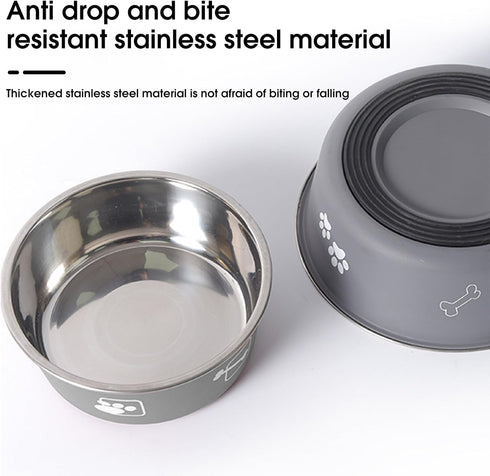 Stainless Steel Dog Bowl Non Slip,Dog Food Water Bowls Dishwasher Safe,Dog Food Water Bowls Reusable Insulated Stainless Steel Food Bowls No Slip ...
