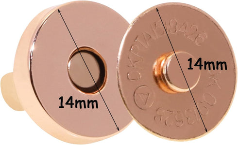 Mini Skater 14mm Small Rose Gold Magnetic Button Clasps Snaps Closures Fastener for Sewing Projects DIY Small Craft Clothing Totes Handbag Leather...