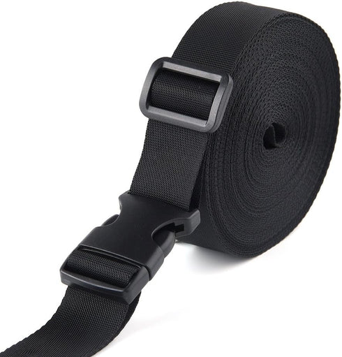 Coopay 1 Inch Plastic Buckles Kit Include 11 Yards Black Nylon Webbing Strap, 10 Pack Quick Side Release Black Buckles and 10 Pack Tri-glide Slide...