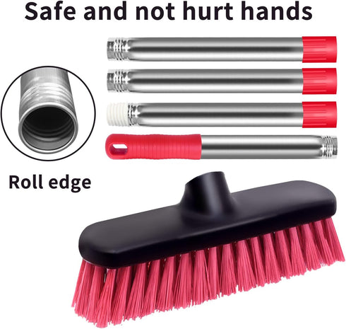 Deck Scrub Brush with Long Handle - 54" Floor Scrub Brush, Adjustable Long Handled Shower Cleaning Brush Garage Floor Scrub Brush for Cleaning Bat...