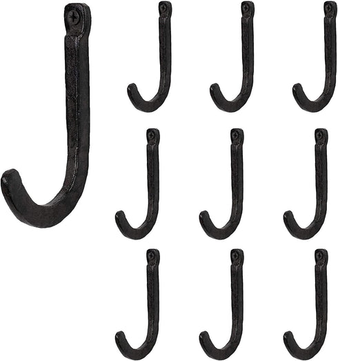 Rustic State Sabo Wall Mount Cast Iron Hooks Coat Towel Bag Hat Hanger Multiuse Entryway Railroad Spike Rack Black Set of 10...