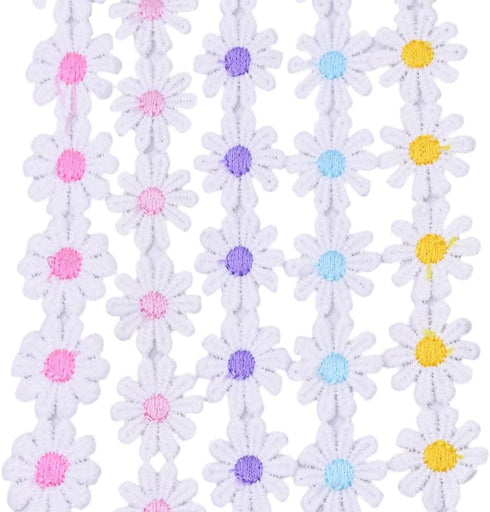 15 Yards 1inch Daisy Lace Trim Flower Applique Lace Ribbon for Gift Wrapping DIY Sewing Craft Wedding Dress Hair Accessories Jewelry Making Dreamc...