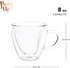 Pinky Up Kendall Heart Shaped Glass Tea Cups with Handle, Double Walled Coffee Mugs, Drinking Glasses for Hot Chocolate Milk, Latte, Eggnog, Cockt...