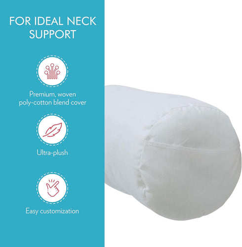Fairfield Poly-Fil Premier Neckroll Ultra Plush Pillow Insert, 14 x 5-Inch, White...