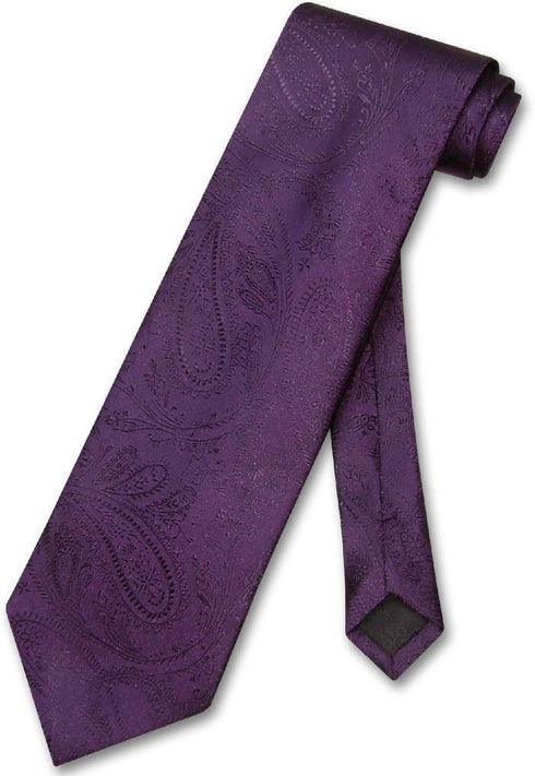 Vesuvio Napoli NeckTie DARK PURPLE Color Paisley Design Men's Neck Tie...
