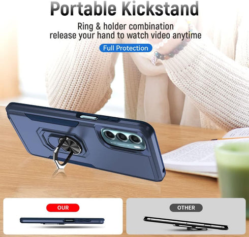 HNHYGETE for Moto G Stylus 5G 2022 Case, with Screen Protector, Shockproof Military-Grade Heavy Duty with Ring Kickstand Phone Case for Motorola M...